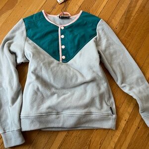Cotopaxi sabado crew fleece sweatshirt pullover mist gray turquoise pink XS